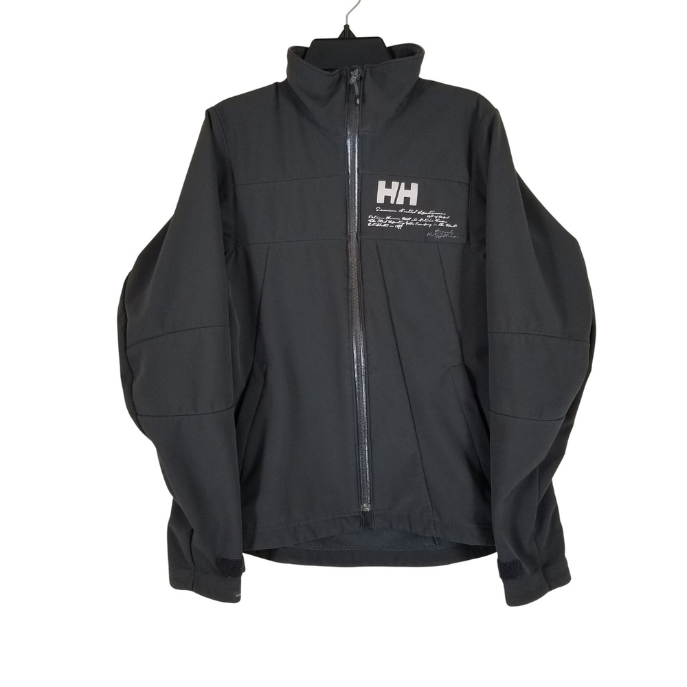 Helly Hansen Softshell Jacket Womens XS Black Fleece Lined Tech Full Zip Graphic
